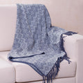 Alpaca Acrylic Blanket Fringe Prussian Blue Eggshell Peru - Prussian Blue Destiny