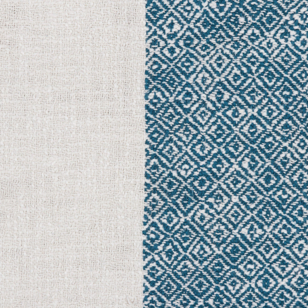 Fringed Cotton Throw Blanket from India - Diamond Elegance in Teal