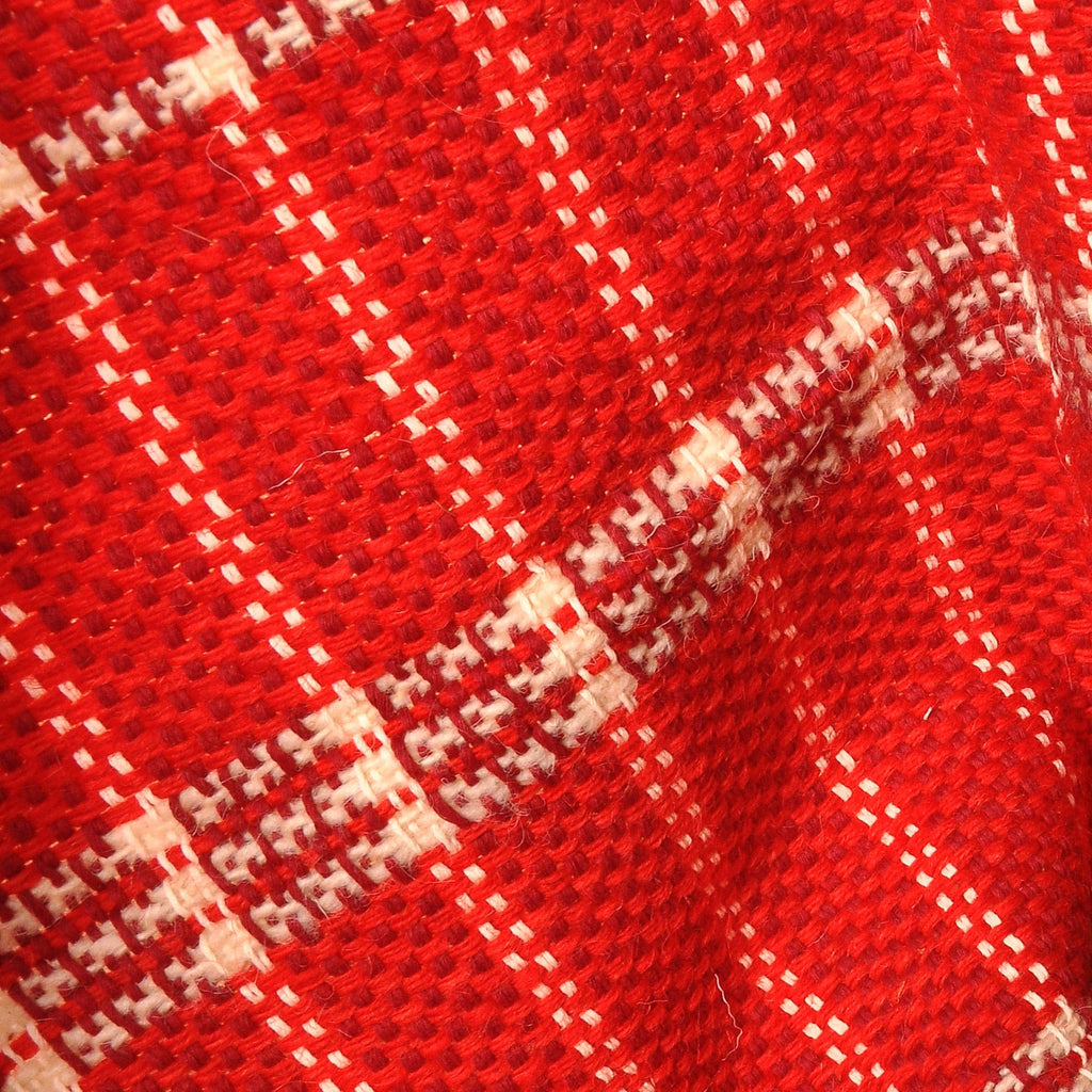 Striped Red and Beige Wool Throw Hand-Woven in Armenia - Warm and Cozy