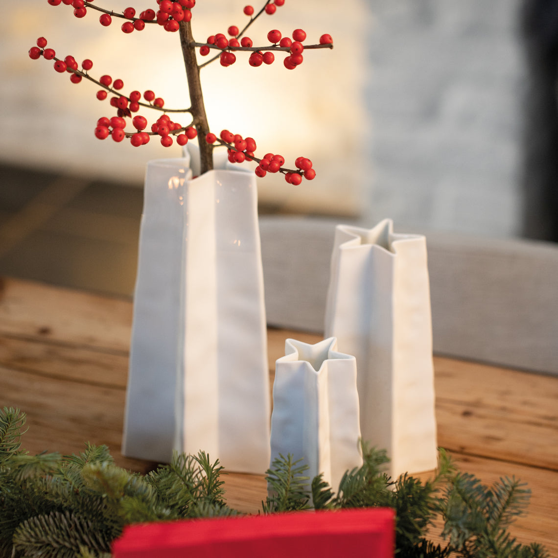 Embossed Porcelain Star Vase | Small